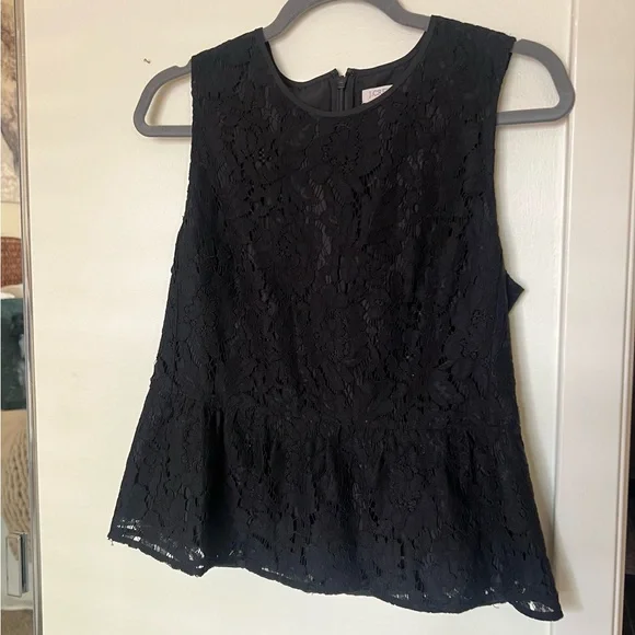 NWT J. Crew Black Lace Peplum Tank Top - Picture 3 of 7